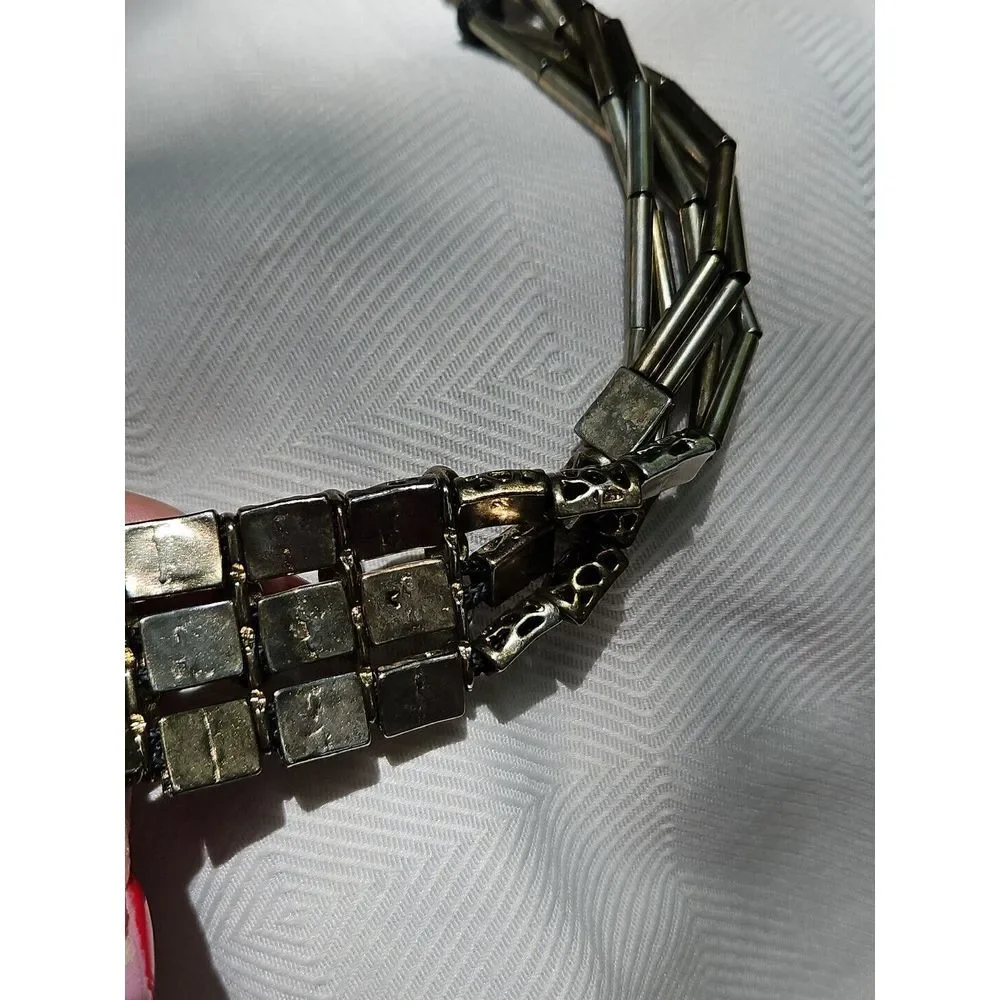 Vintage WIDE LAYERED Chain Belt MODERNIST Runway‎ Brutalist Filigree STEAMPUNK